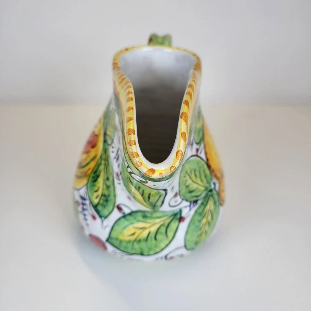 Vintage Hand-Painted Stresa Italy Pitcher Lemon Limone Lake Maggiore‎ Ceramic 6